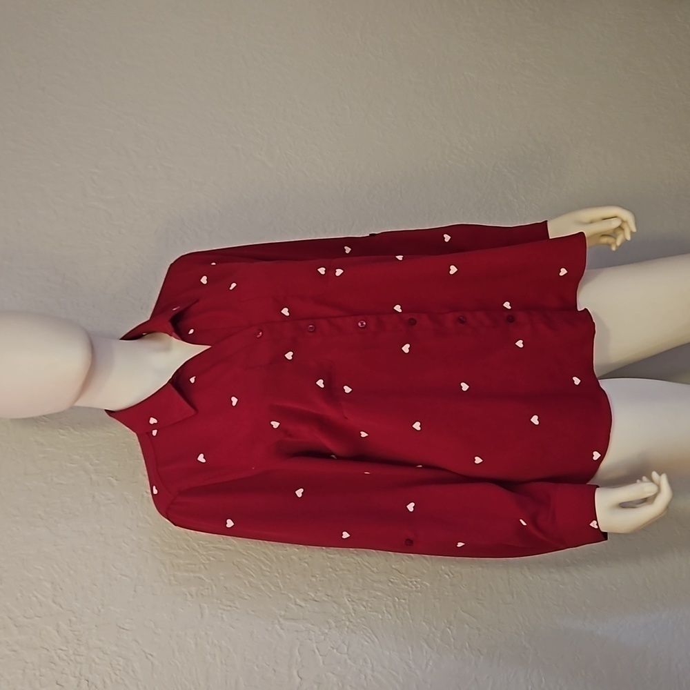 Talbots Heart Fuscia Button Down Long-Sleeve Shirt - image 2